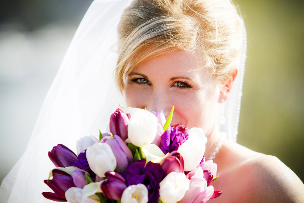 Her colors were purple white and silver so Nicole's bouquet featured dark